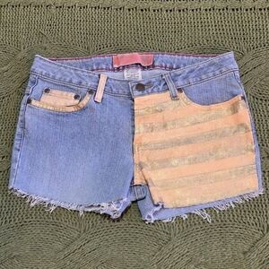 Mossimo Supply Co. Blue Jean Shorts with Tan Stripes